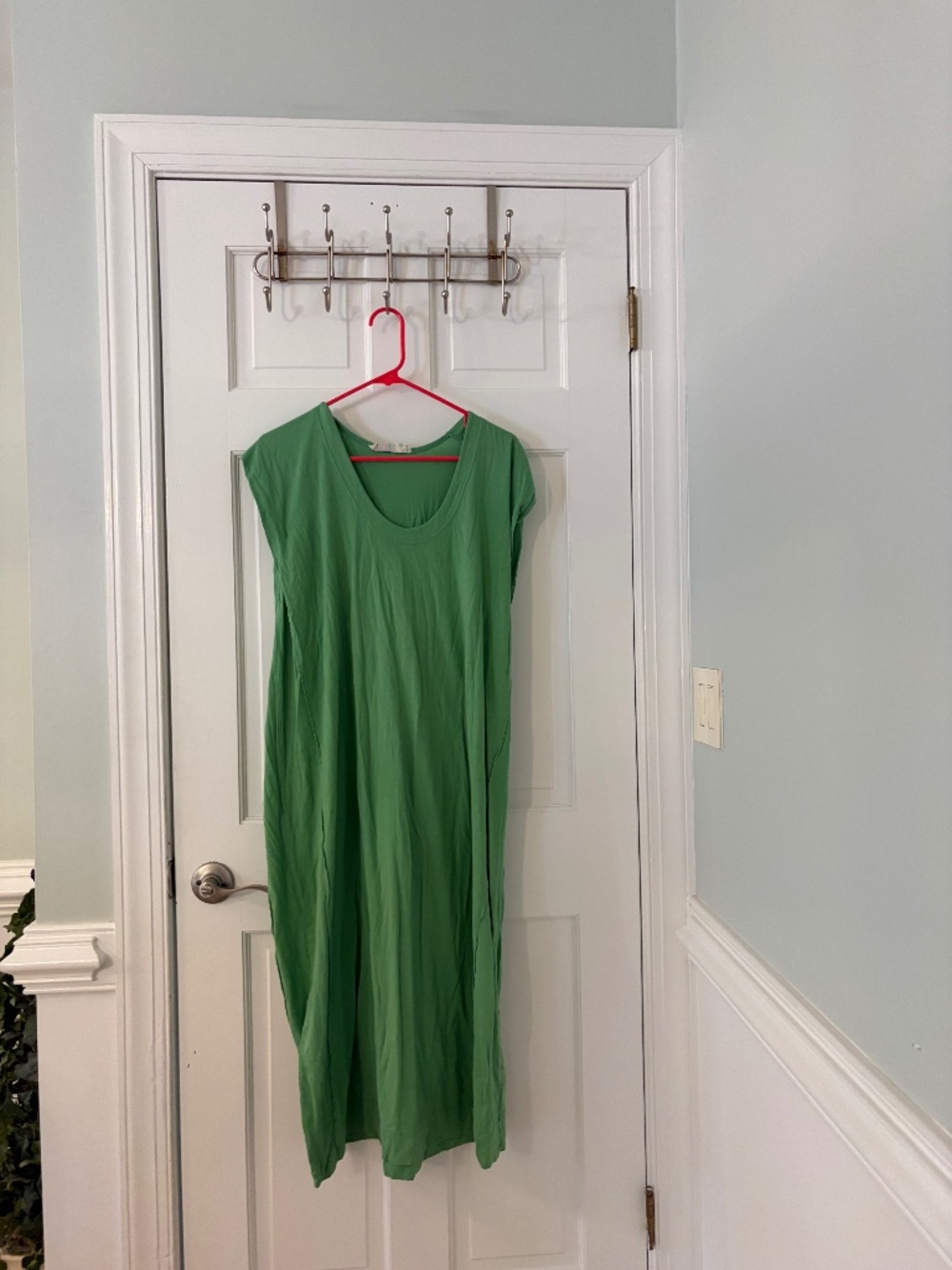 Green Scoop Neck Cap Sleeve Slouchy Maxi Dress